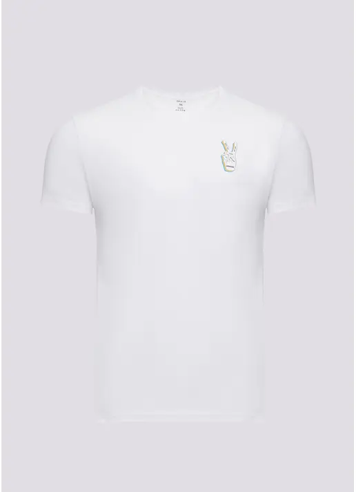 Чоловіча футболка з принтом "Україна" Adam print 49/409/010 white/hand (білий) Чоловіча футболка з принтом "Україна" Adam print 49/409/010 white/hand (білий)