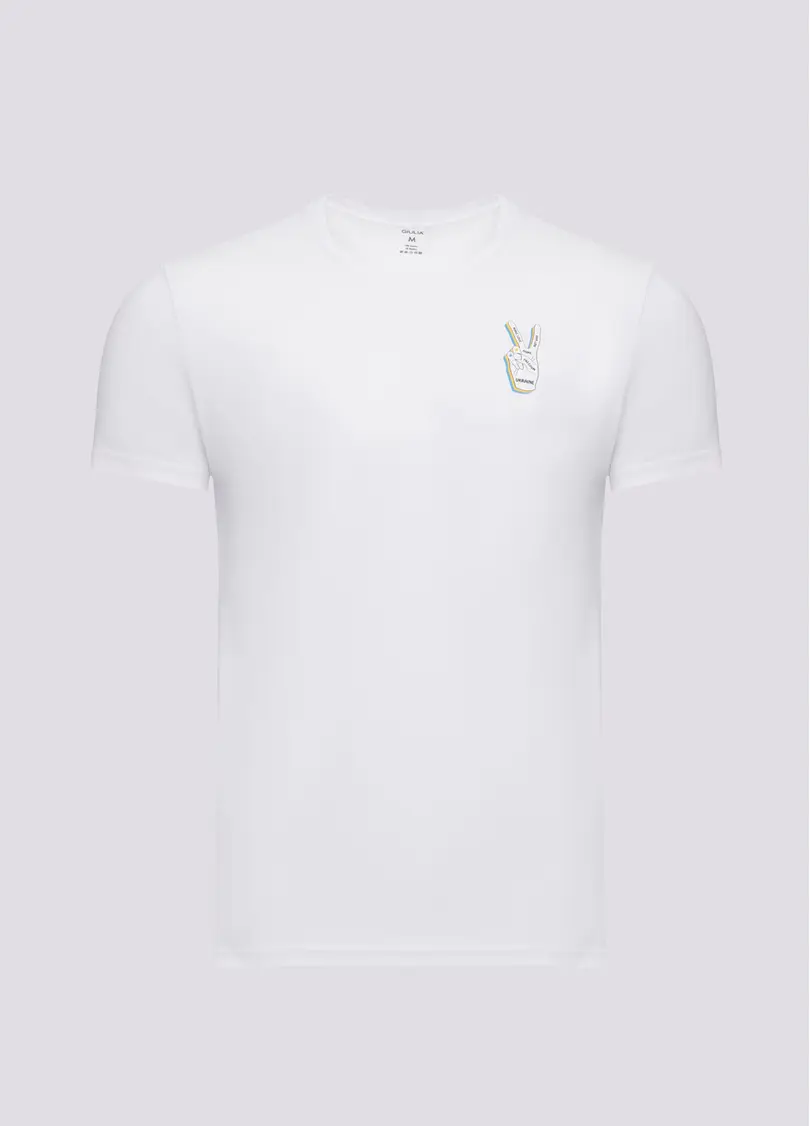 Чоловіча футболка з принтом "Україна" Adam print 49/409/010 white/hand (білий)