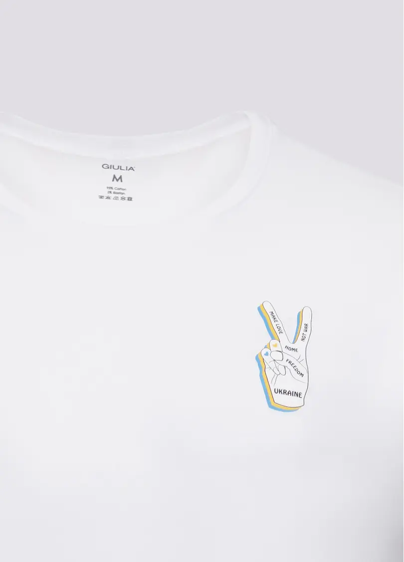 Чоловіча футболка з принтом "Україна" Adam print 49/409/010 white/hand (білий)