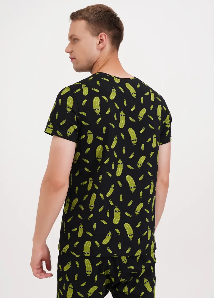 Футболка чоловіча з принтом огірки COUNTRY PRINT 4601/010 black/cucumbers (чорний)