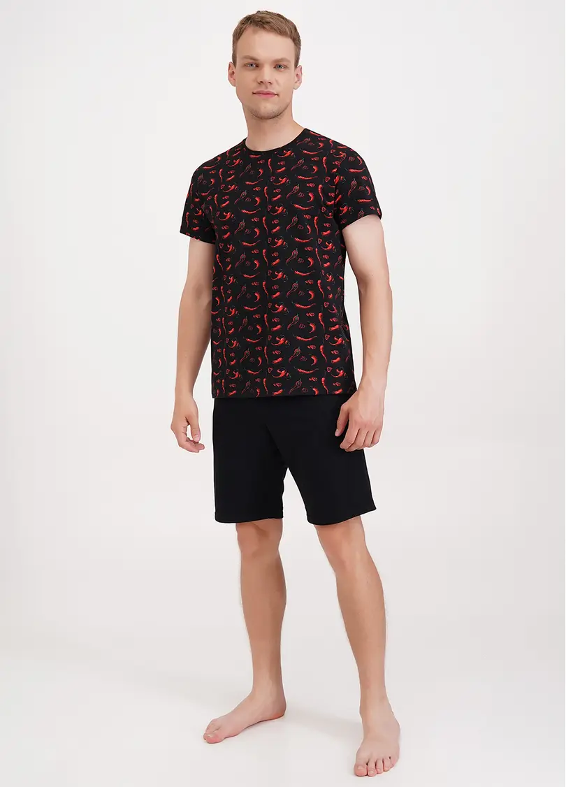 Футболка чоловіча з принтом гострі перці COUNTRY PRINT 4601/010 black/peppers (чорний)