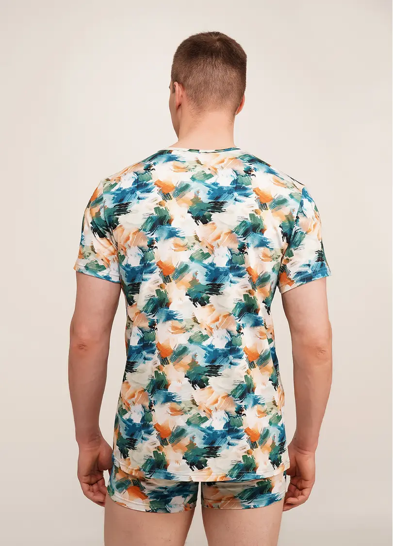 Футболка чоловіча з принтом COUNTRY PRINT 4601/010 watercolor pattern (блакитний)