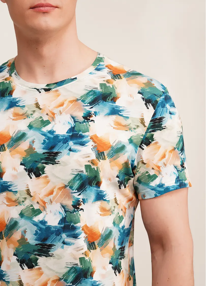Футболка чоловіча з принтом COUNTRY PRINT 4601/010 watercolor pattern (блакитний)