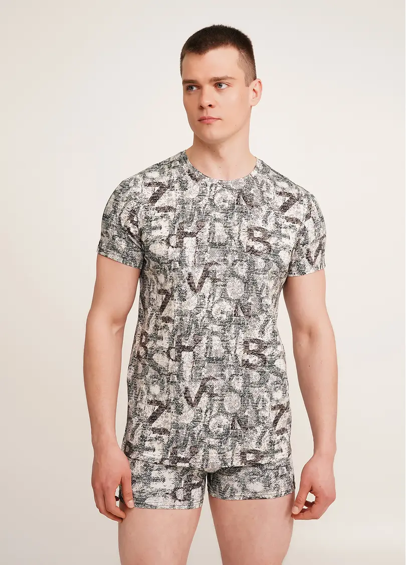 Футболка чоловіча з принтом COUNTRY PRINT 4601/010 white/letter print (білий)