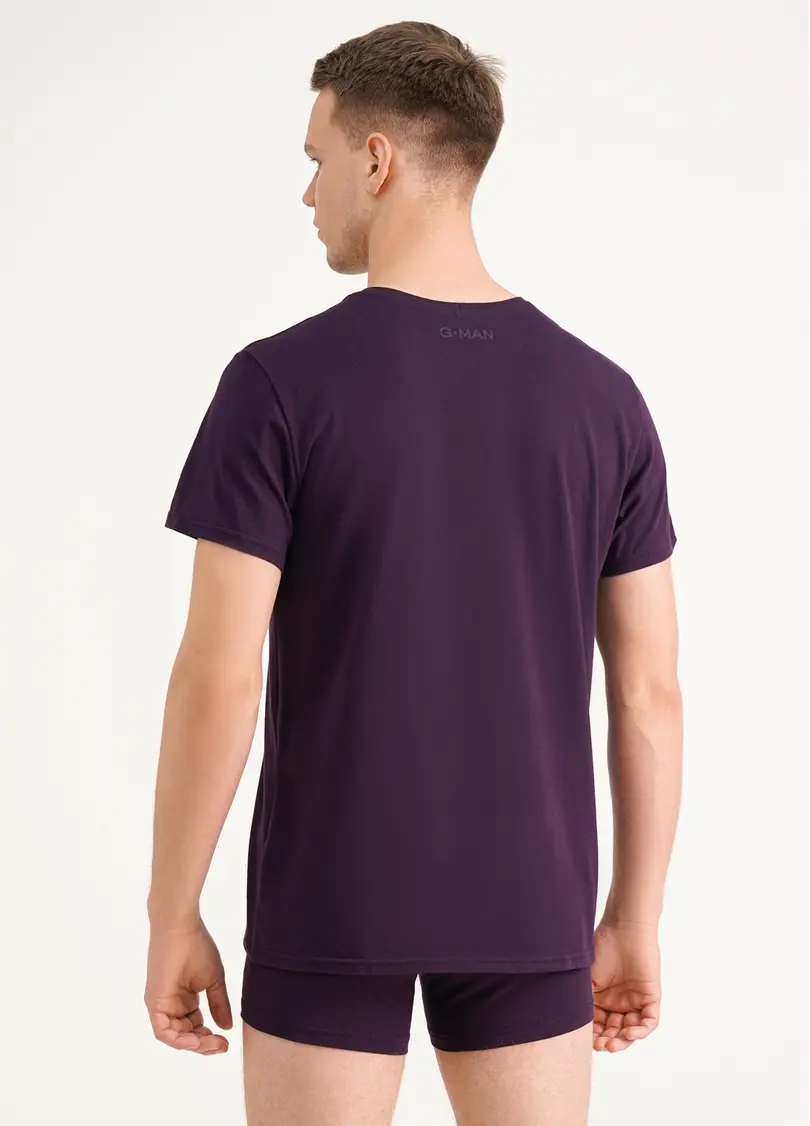 Чоловіча футболка з бавовни G-MAN 4601/010 dark purple (фіолетовий)