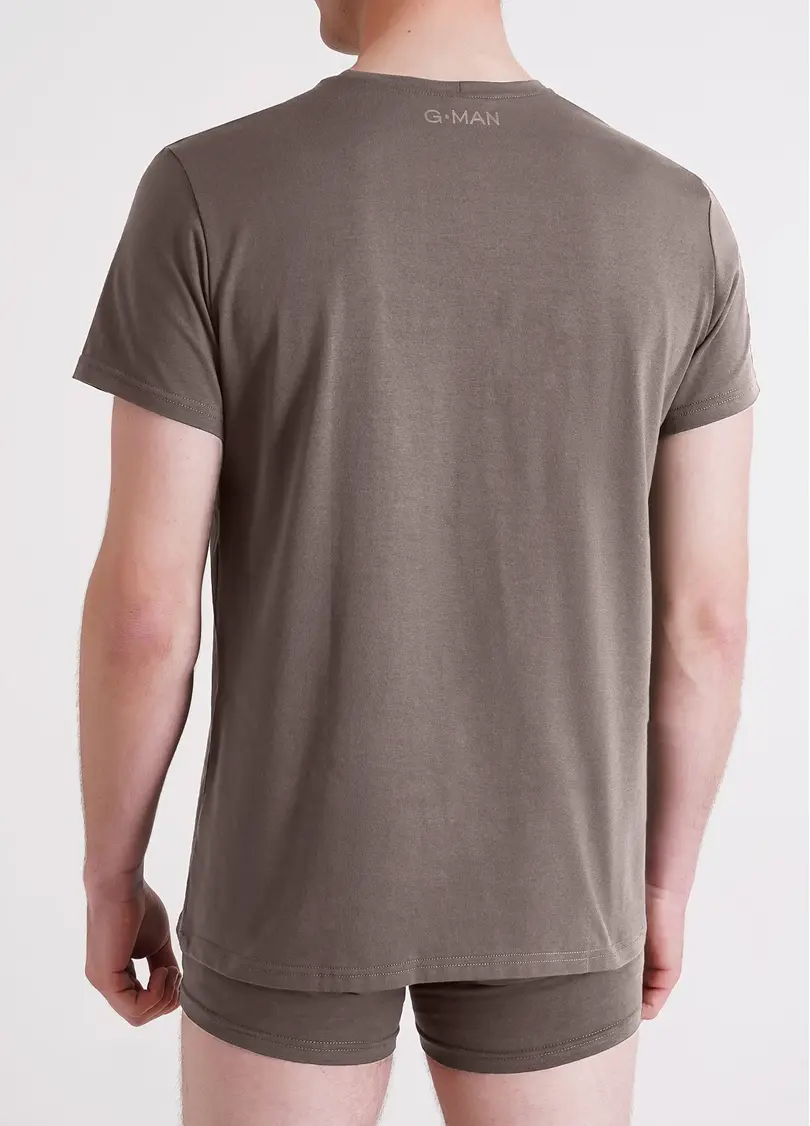 Чоловіча футболка з бавовни G-MAN 4601/010 mocha taupe (коричневий)