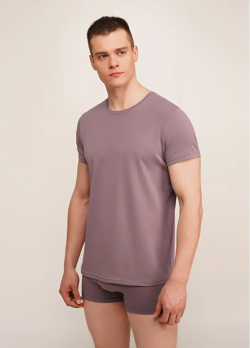 Чоловіча футболка бавовняна T-SHIRT CLASSIC MEN 4601/010 muted mauve (рожевий)