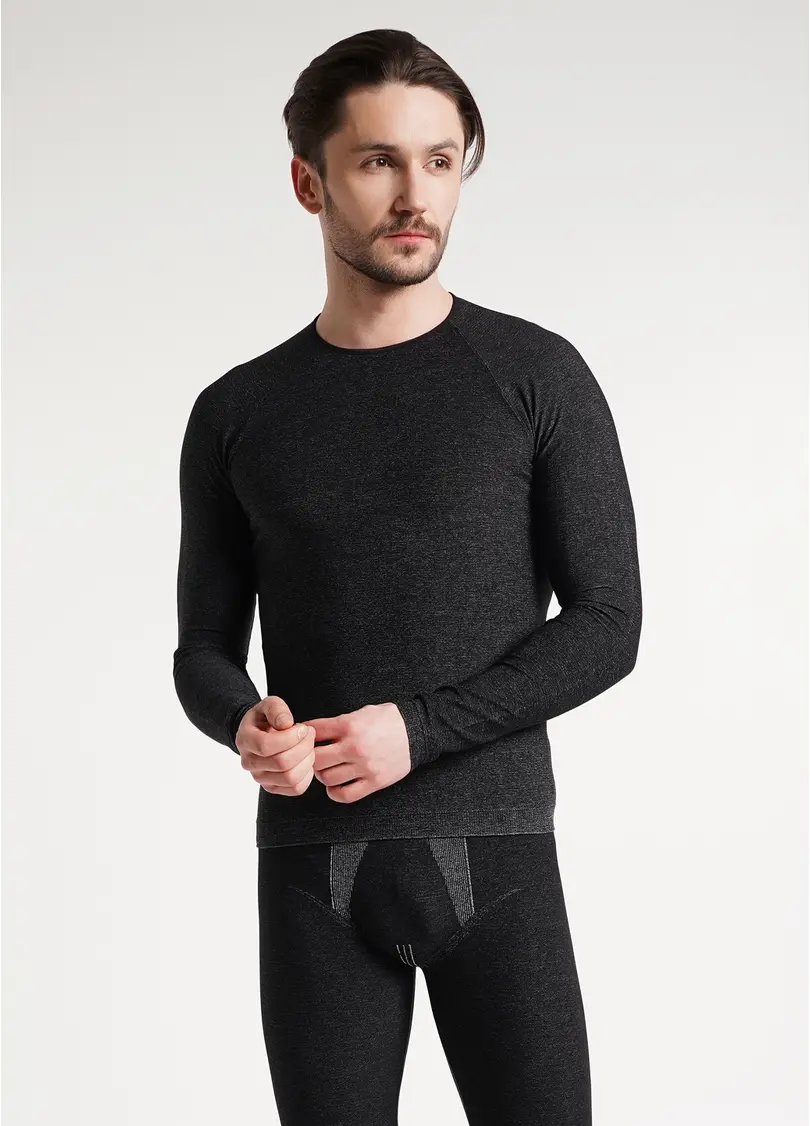 Безшовна термокофта чоловіча THERMO T-SHIRT MELANGE MAN nero (чорний)