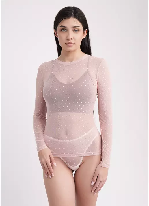 Лонгслів з сітки в горох AIR MESH 7001/070 pale pink (рожевий)