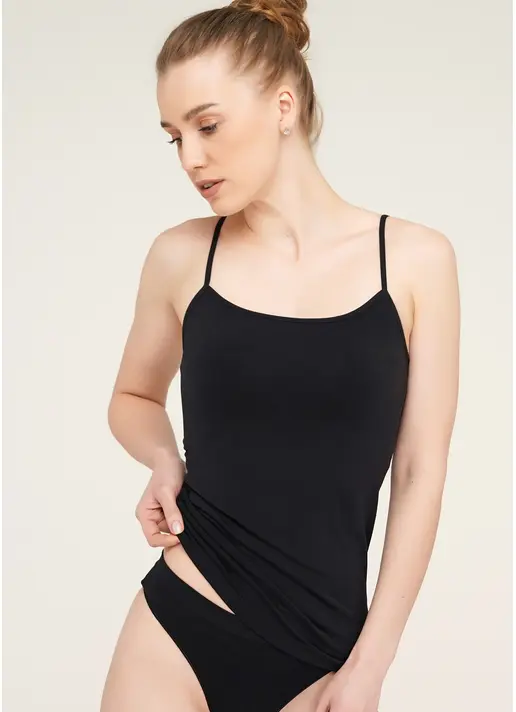 Безшовна майка на тонких бретелях CAMISOLE (чорний) Безшовна майка на тонких бретелях CAMISOLE (чорний)