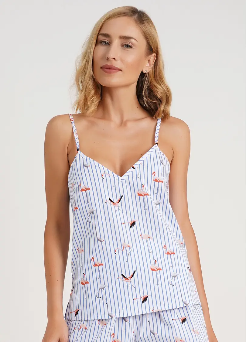 Майка на тонких бретелях в смужку FLAMINGO 3812/010 blue stripe (блакитний)