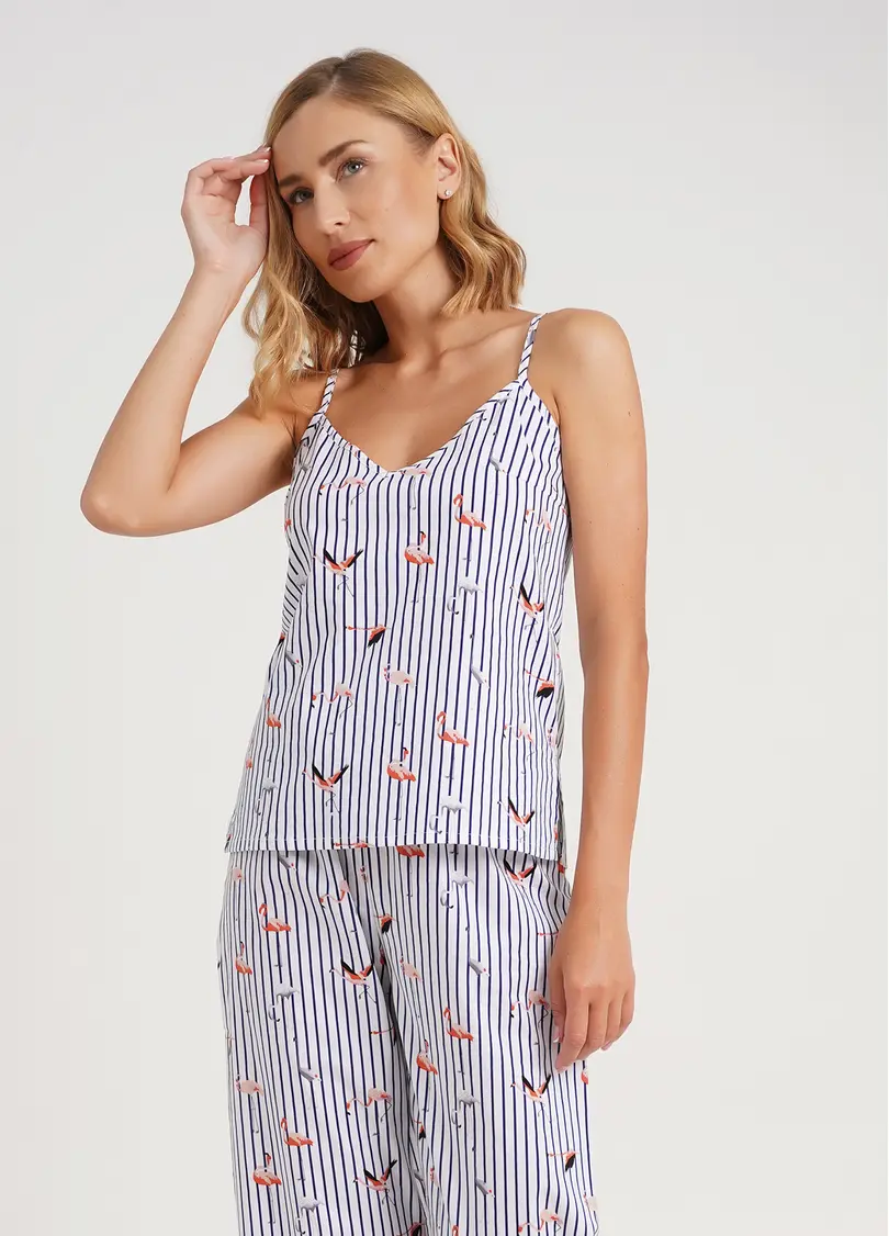 Майка на тонких бретелях в смужку FLAMINGO 3812/010 dark blue stripe (синій)
