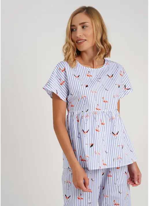 Блуза в смужку FLAMINGO 4808/010 blue stripe (блакитний)