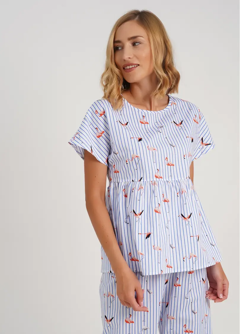 Блуза в смужку FLAMINGO 4808/010 blue stripe (блакитний)