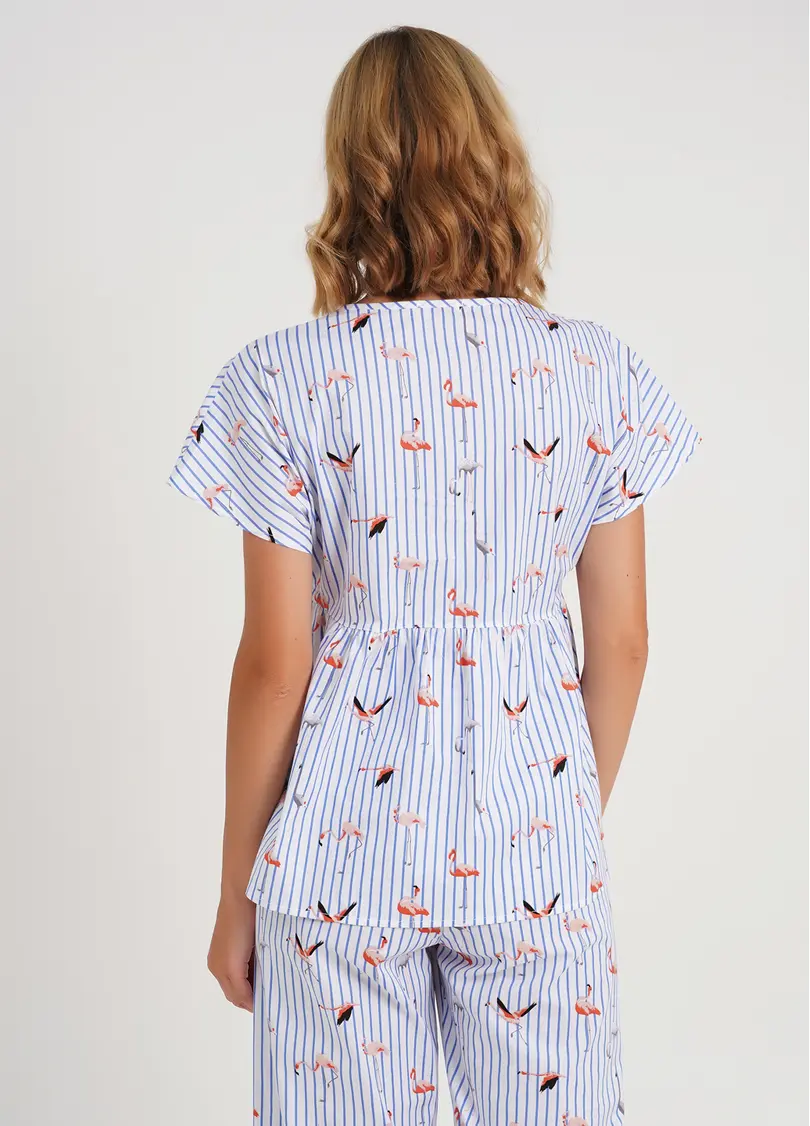 Блуза в смужку FLAMINGO 4808/010 blue stripe (блакитний)