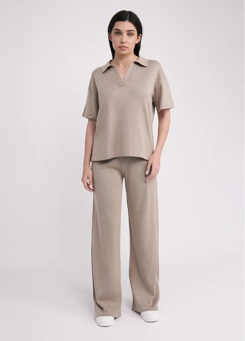 Поло з в'язаного трикотажу FREYJA CTN 7501/230 light brown (коричневий)