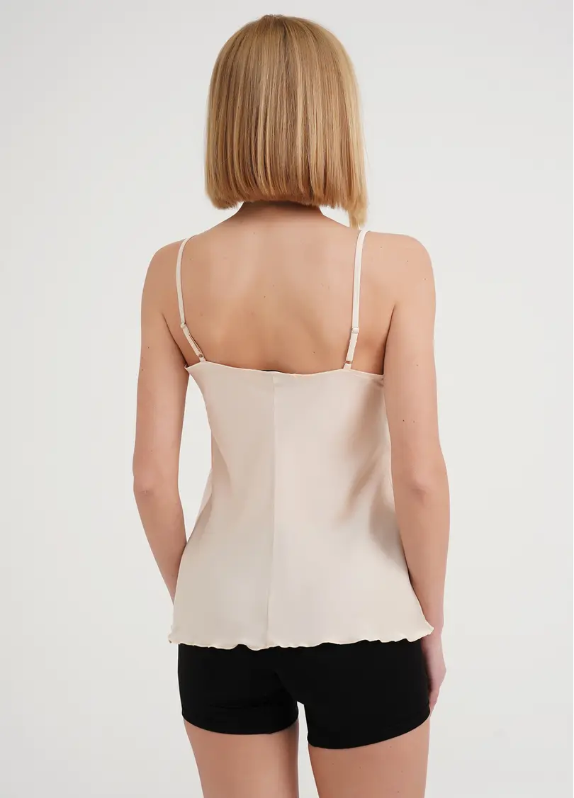 Шовкова майка з мереживом HELENA 3809/051 beige (бежевий)