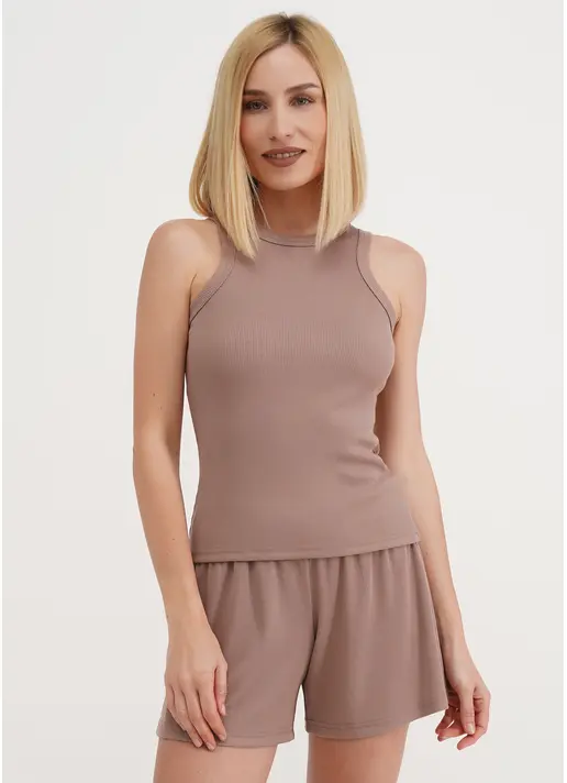 Майка з бавовни в рубчик RIB 3814/010 light beige (бежевий)