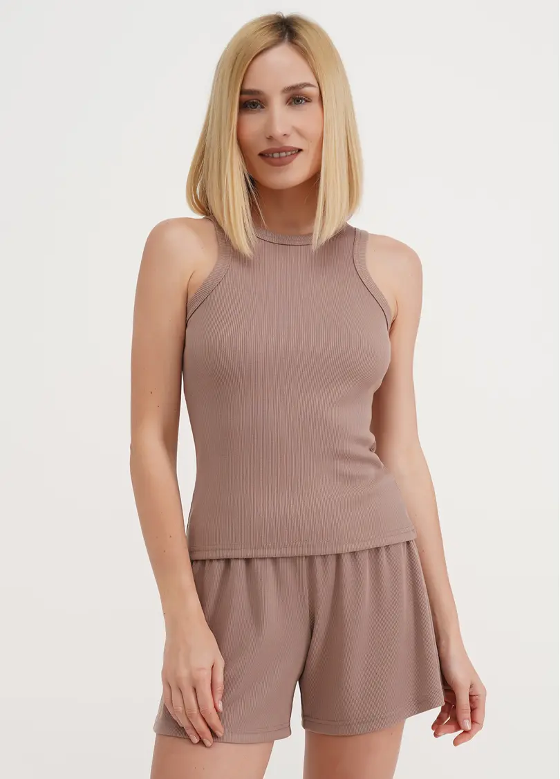 Майка з бавовни в рубчик RIB 3814/010 light beige (бежевий)