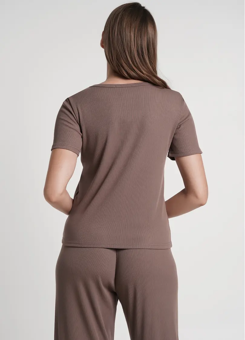 Футболка в рубчик бавовняна RIB 4804/010 beige (коричневий)