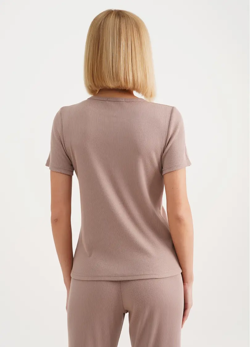 Футболка в рубчик бавовняна RIB 4804/010 light beige (бежевий)