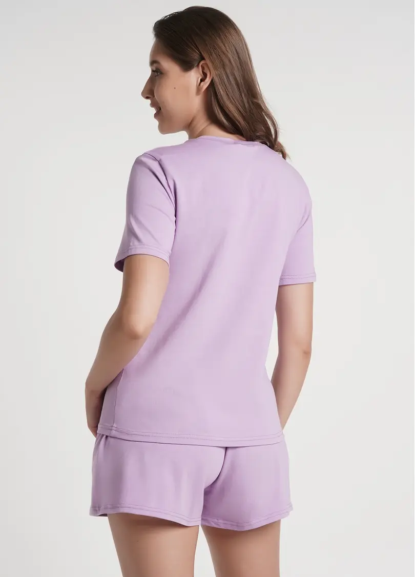 Піжамна футболка з бавовни SPRING FLOWERS 4802/010 lilac (фіолетовий)