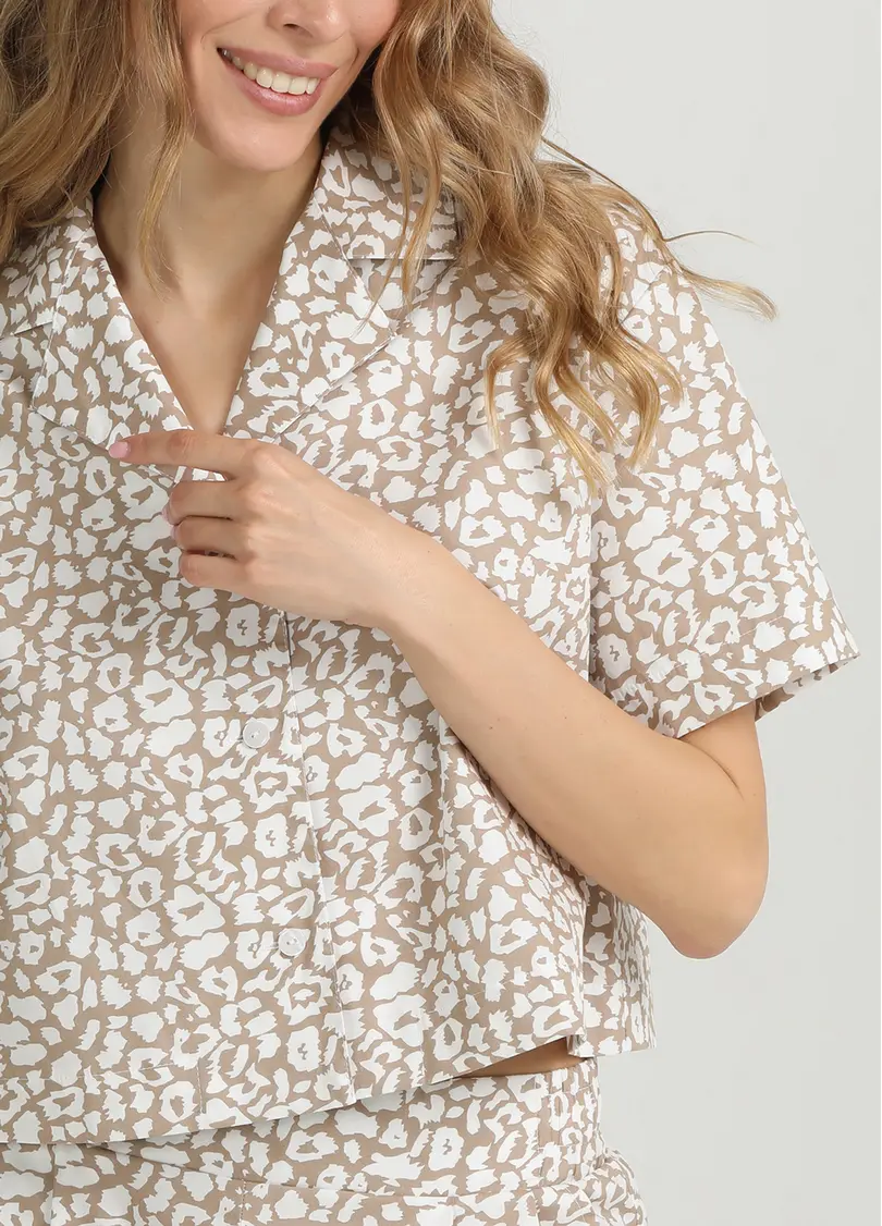 Вкорочена сорочка STREET SPOTTED 7601/010 beige/milk leopard print (бежевий)