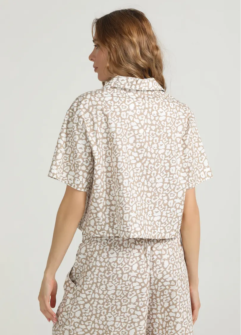 Вкорочена сорочка STREET SPOTTED 7601/010 beige/milk leopard print (бежевий)