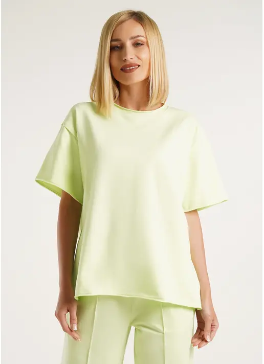 Широка футболка з необробленим низом STREET STYLE 4810/180 pistachio (зелений)