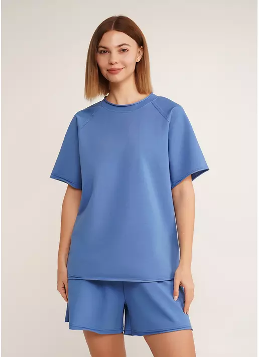 Футболка оверсайз з двохнитки STREET STYLE 4813/180 dark blue (синій)