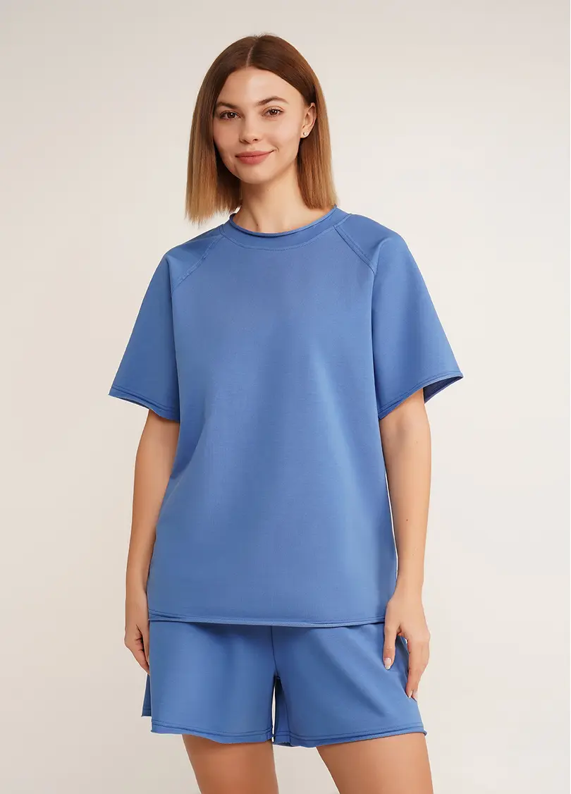 Футболка оверсайз з двохнитки STREET STYLE 4813/180 dark blue (синій)