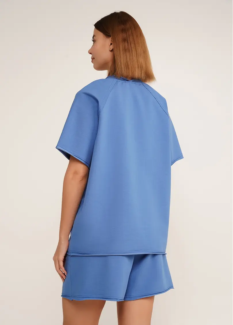 Футболка оверсайз з двохнитки STREET STYLE 4813/180 dark blue (синій)