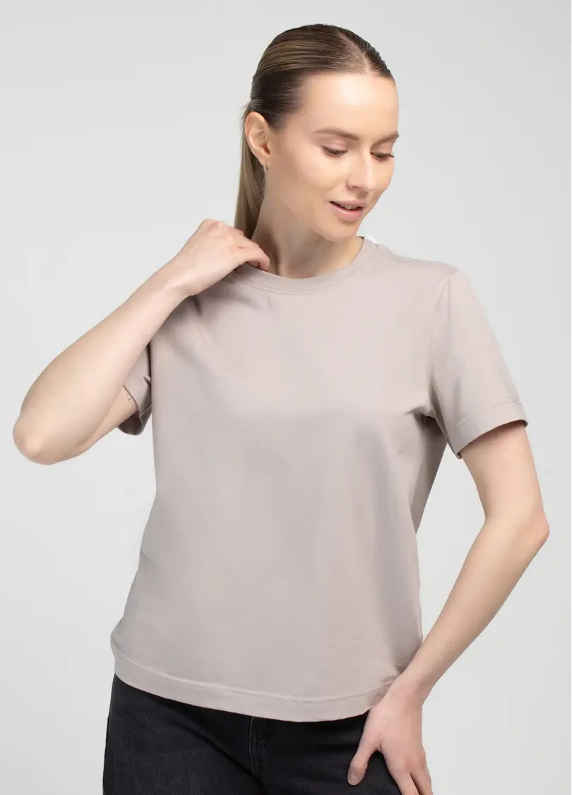 Футболка бавовняна T-SHIRT BASIC 4822/010 mushroom beige (бежевий)