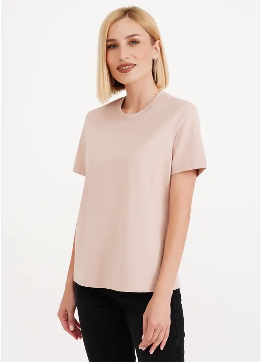 Бавовняна футболка T-SHIRT BASIC NECK 4815/010 beige (бежевий)