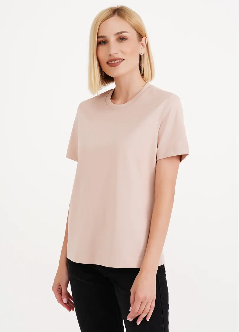 Бавовняна футболка T-SHIRT BASIC NECK 4815/010 beige (бежевий)