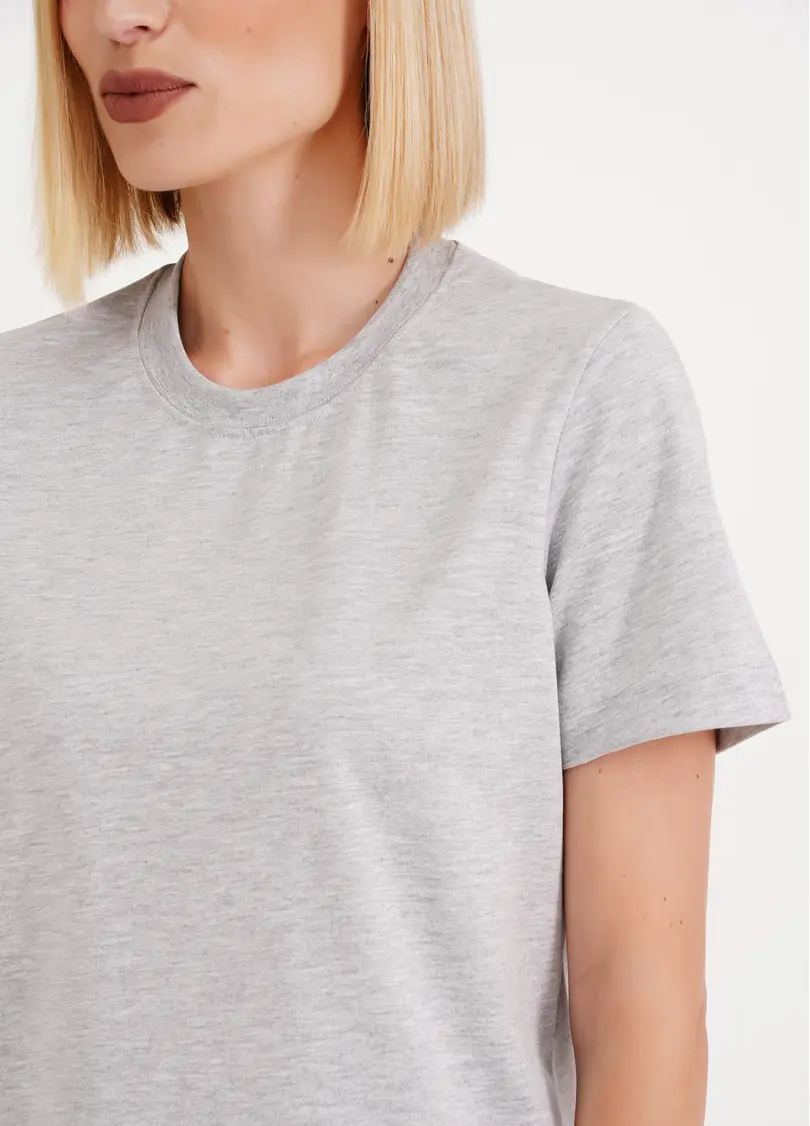 Бавовняна футболка T-SHIRT BASIC NECK 4815/010 grey melange (сірий)