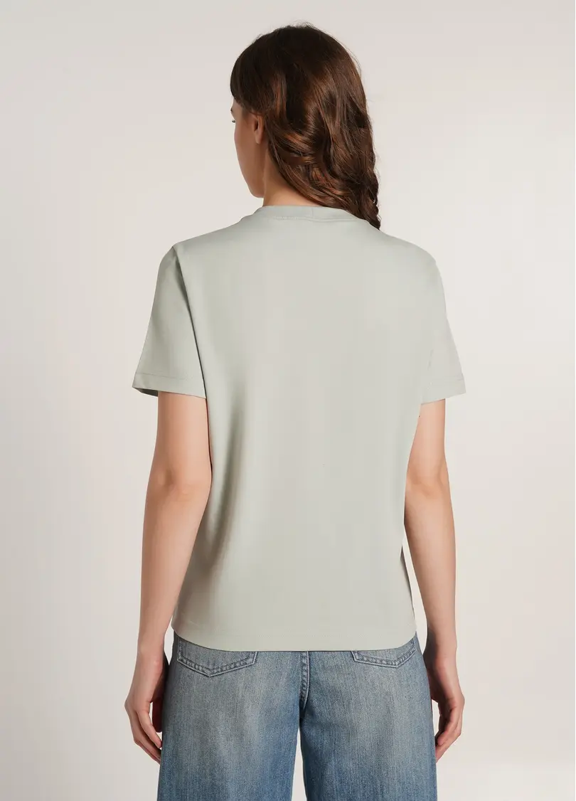 Бавовняна футболка T-SHIRT BASIC NECK 4815/010 sage green (зелений)