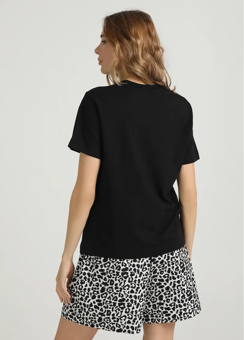 Бавовняна футболка T-SHIRT BASIC NECK FLEX 4815/010 black (чорний)