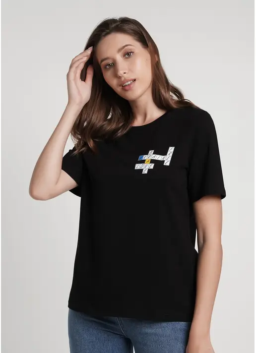 Бавовняна футболка з принтом "Love. Ukraine. Brave. Free." T-shirt print 4802/60 black/crossword (чорний)