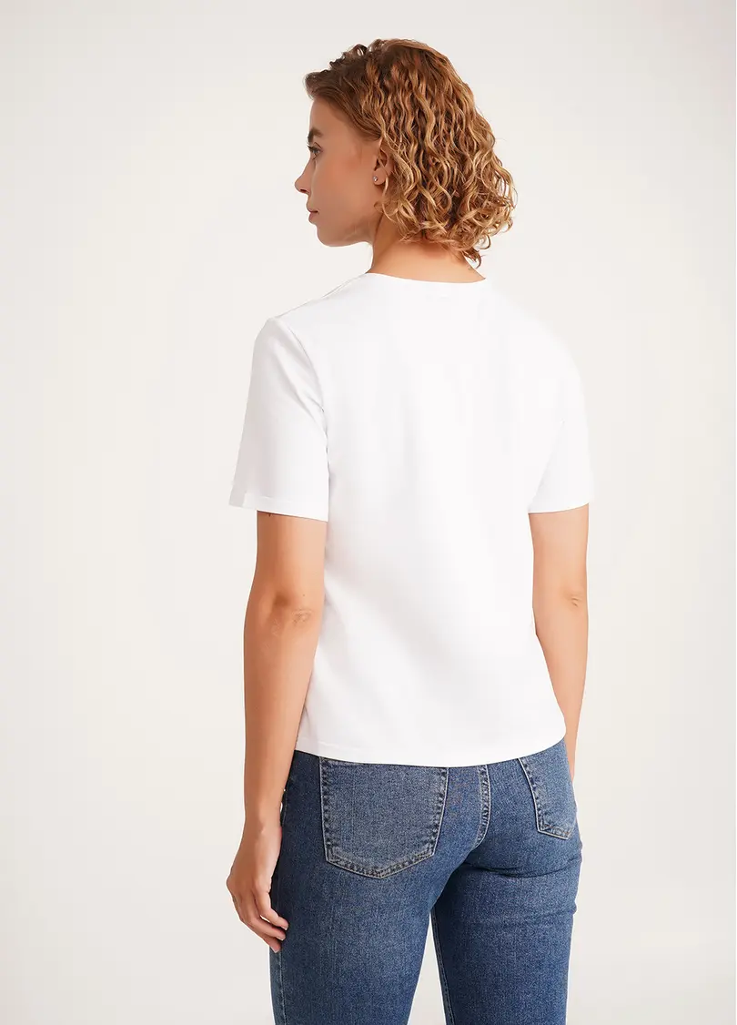 Бавовняна футболка з пальмами T-shirt print 4802/60 white/palm print (білий)