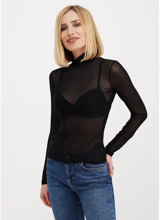 Прозора водолазка з сітки Tatoo 4901/07 black (чорний)