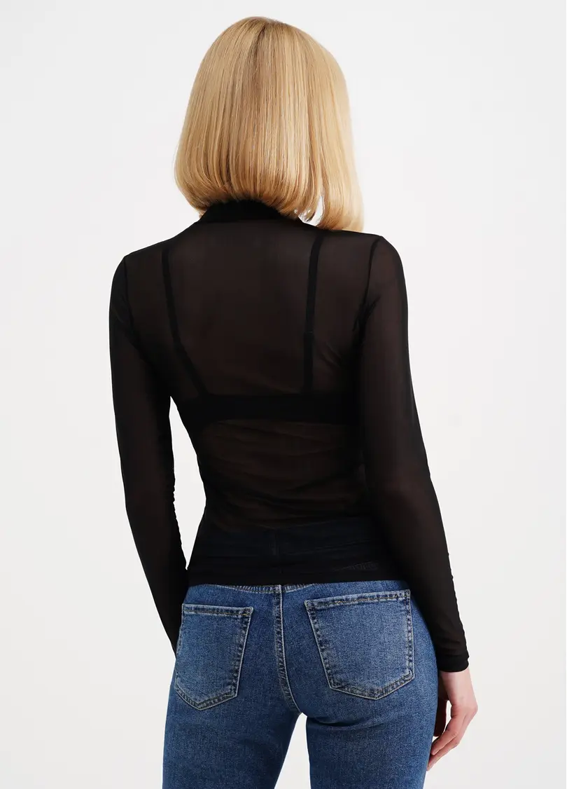 Прозора водолазка з сітки Tatoo 4901/07 black (чорний)