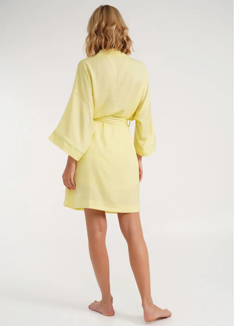 Шовковий халат з кантом на рукавах FLORENCE 7328/050 yellow (жовтий)