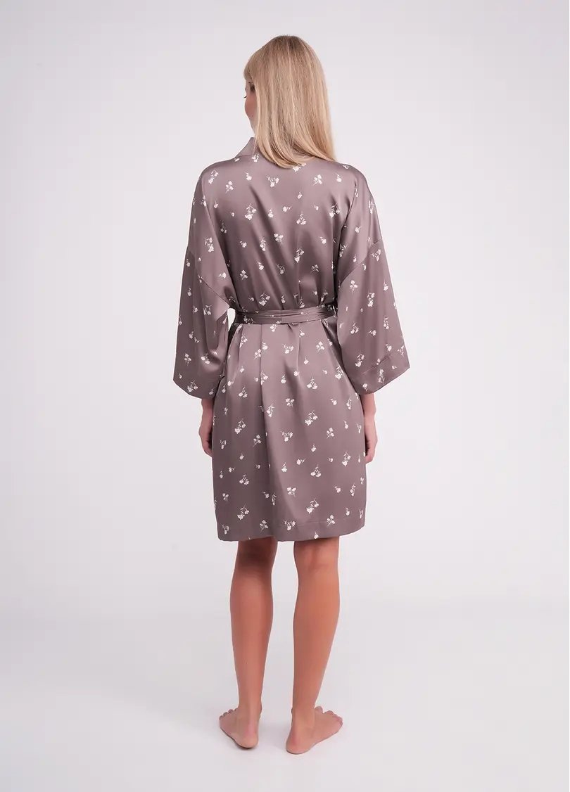 Халат з квітковим принтом FLURISSE 7237/050 deep taupe/floral print (коричневий)