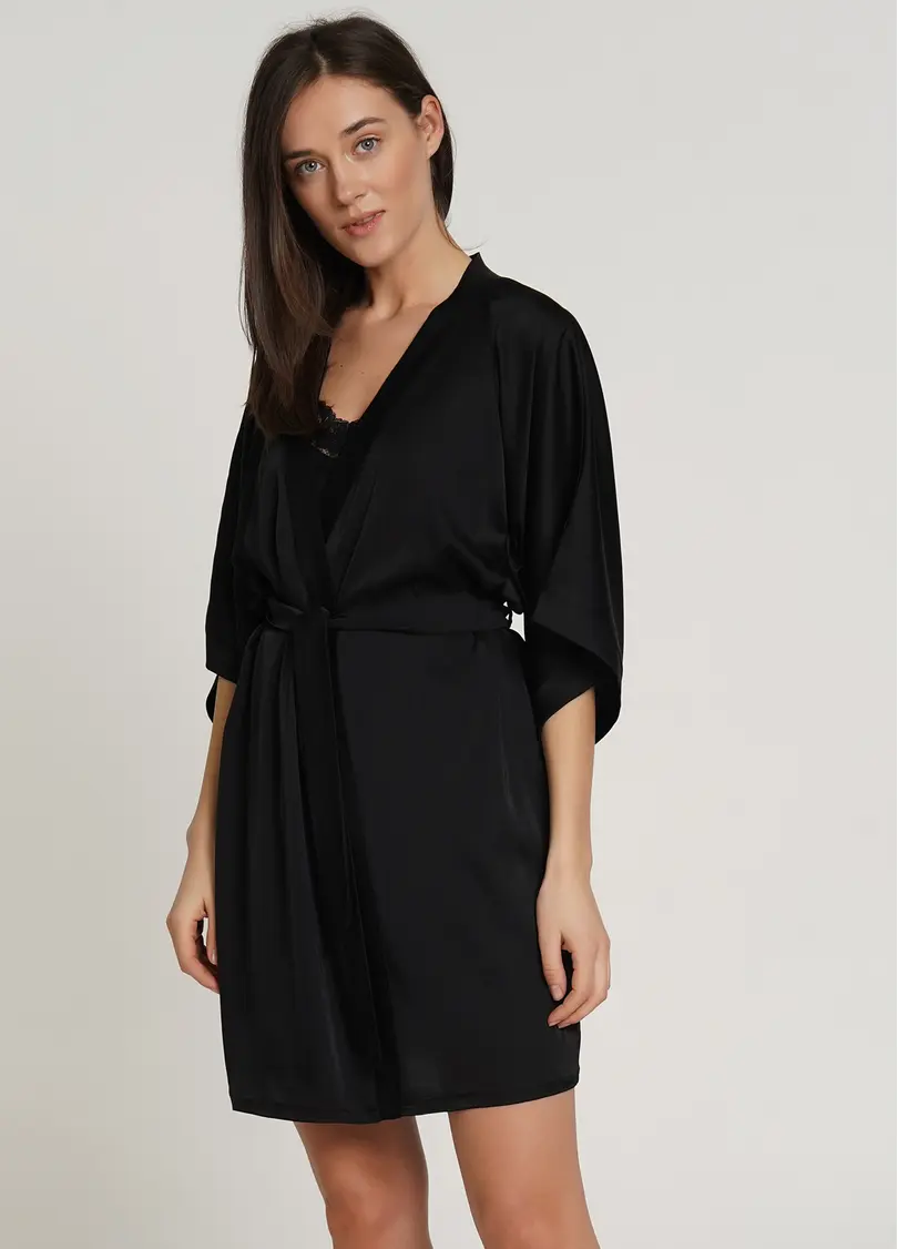 Шовковий халат HELENA 7205/050 black (чорний)