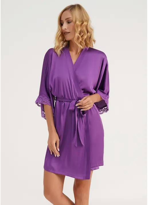 Халат з мереживом HELENA 7212/051 purple (фіолетовий)