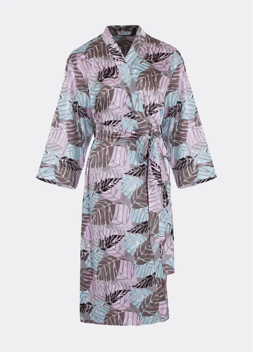 Шовковий халат LEAFSONG 7338/050 mokko print (коричневий)