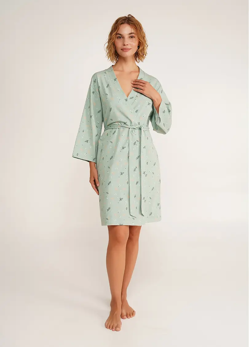 Бавовняний халат SERENE GREENS 7235/010 muted mint (зелений)