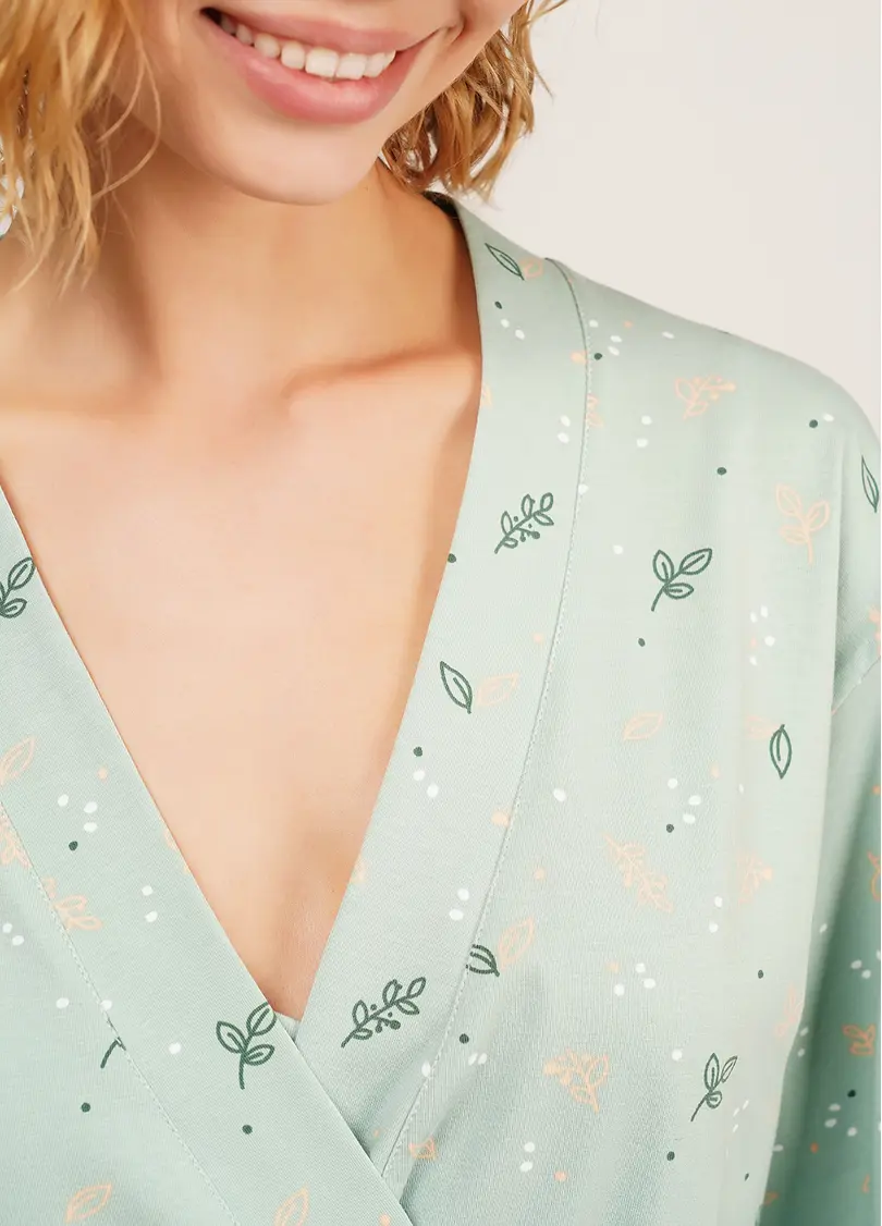 Бавовняний халат SERENE GREENS 7235/010 muted mint (зелений)