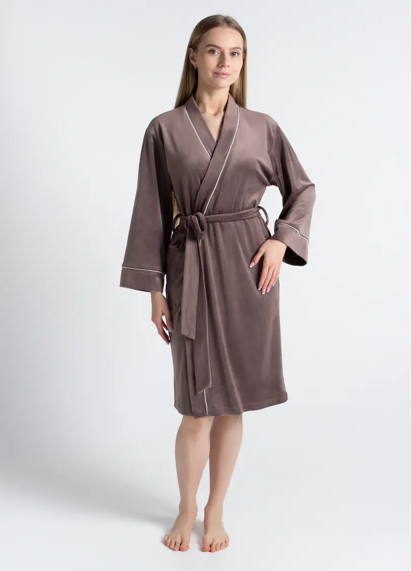 Велюровий халат SOFT WINTER 7320/080 mokko (коричневий)